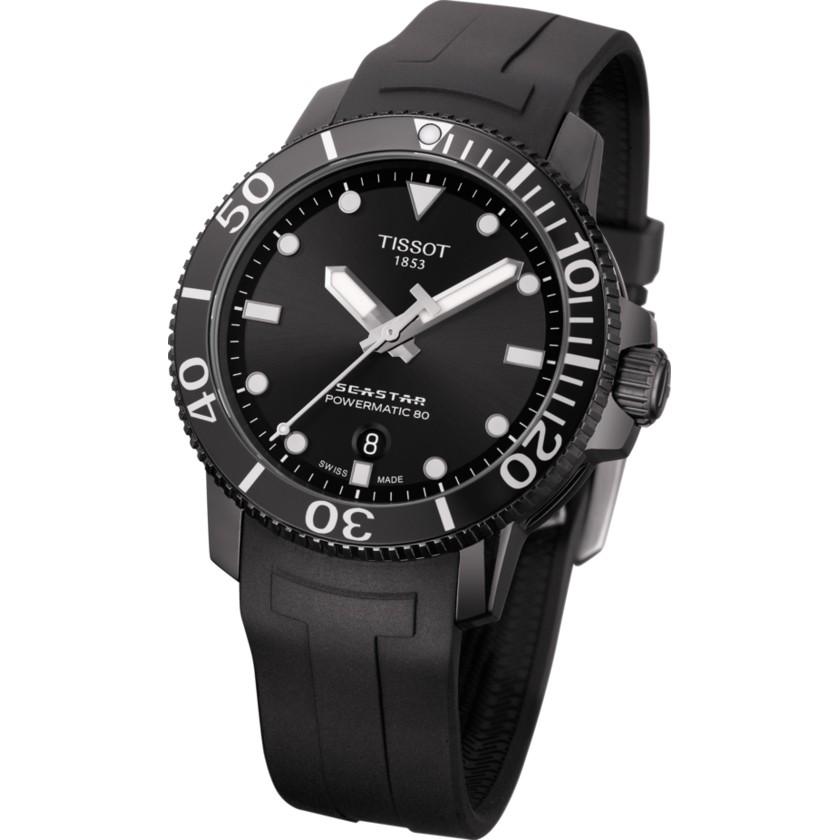 Tissot ur Seastar 1000 Powermatic 80 automatisk sort stål T120.407.37.051.00 - Gioielleria Capodagli