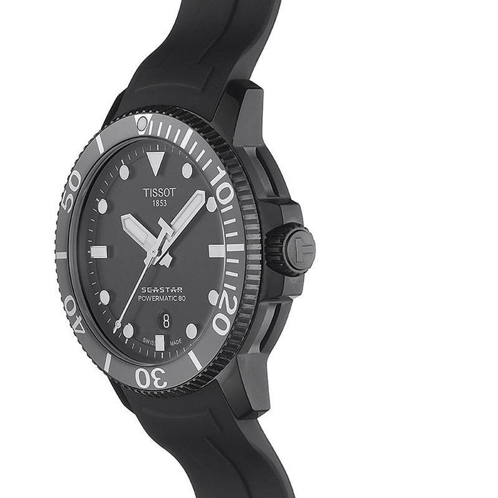 Tissot ur Seastar 1000 Powermatic 80 automatisk sort stål T120.407.37.051.00 - Gioielleria Capodagli