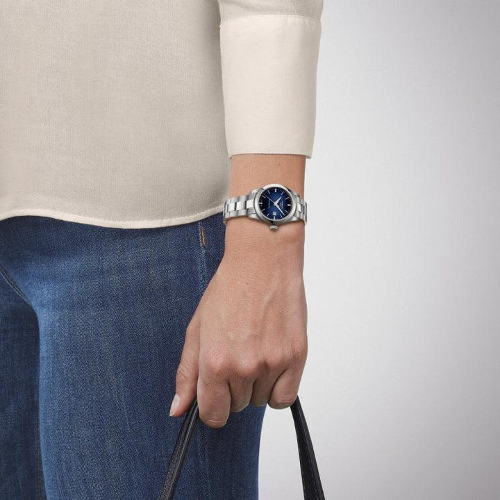 Tissot watch T-My Lady Automatic 29mm blue diamonds automatic steel T132.007.11.046.00 - Gioielleria Capodagli