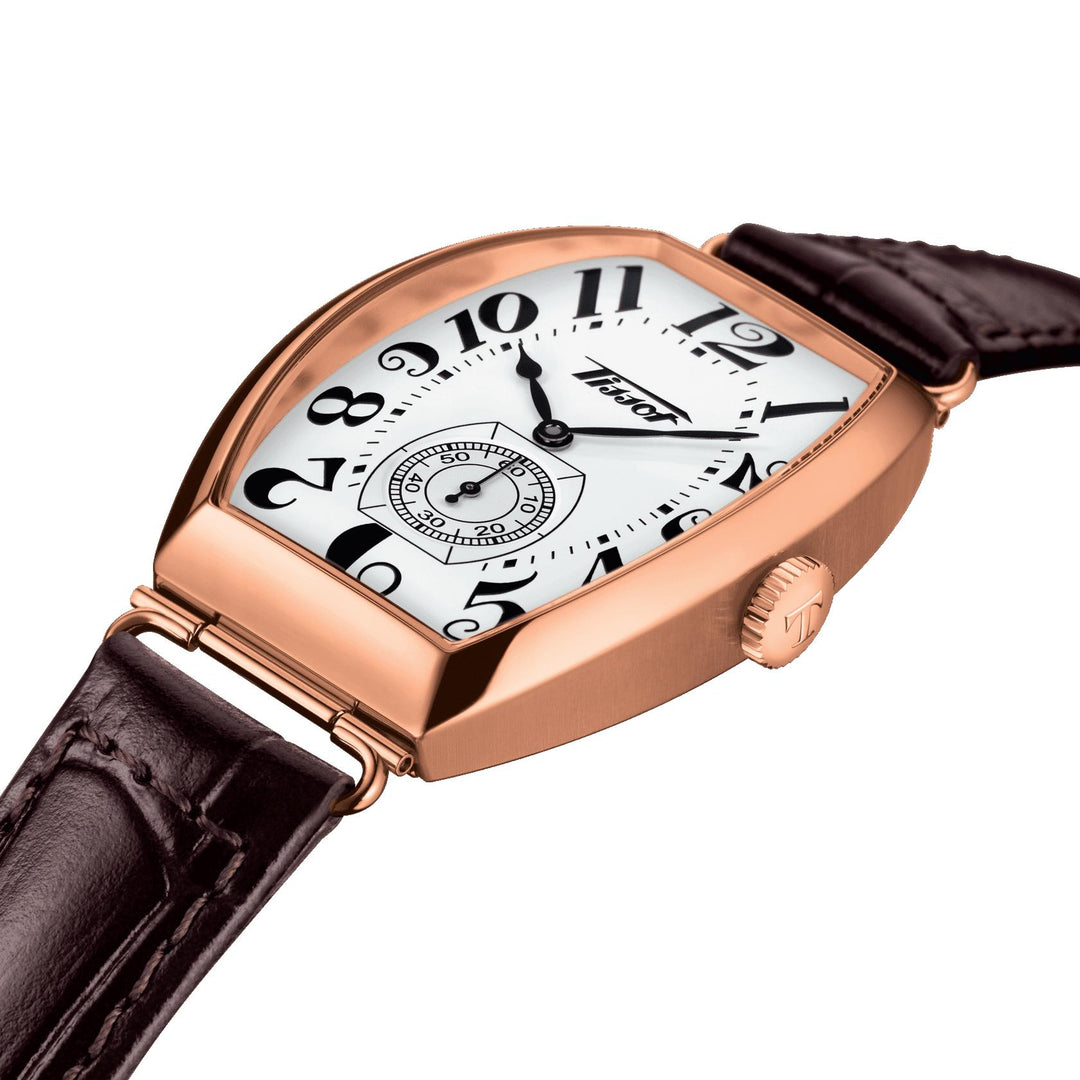 Ανδρικό ρολόι Tissot Heritage Porto Mechanical 31x42mm ατσάλι pvd ροζ χρυσό χειροκίνητο τύλιγμα T128.505.36.012.00 - Gioielleria Capodagli
