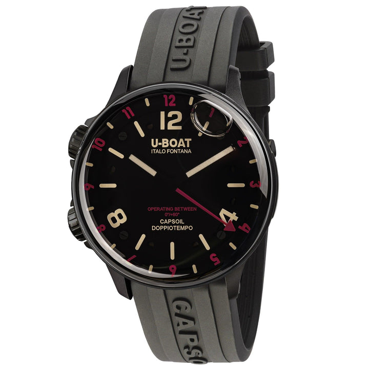 U-BOAT-Uhr Capsoil Doppiotempo DLC Red Rehaut 45 mm schwarzer Stahl 8841/A - Capodagli 1937