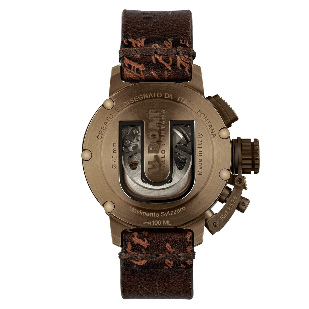 U-BOAT kello CHIMERA Sapphire Green Chrono Bronze 46mm musta automaattipronssi 8526 - Capodagli 1937