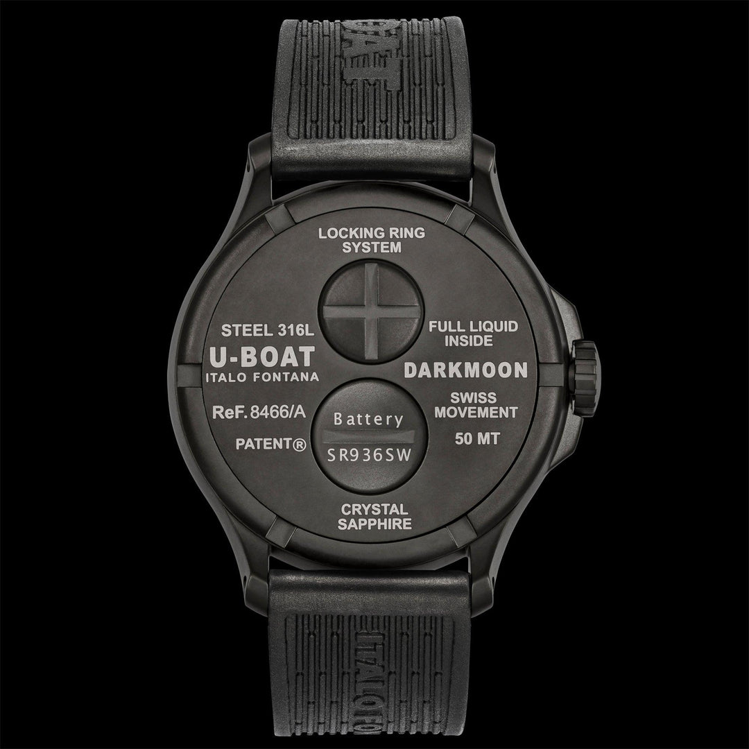 U-BOAT-Uhr DARKMOON 44 mm ROTES GLAS IPB Quarzstahl schwarz IPB-Finish 8466/B – Capodagli 1937