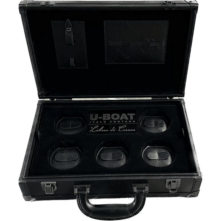 U-BOAT-Koffer aus schwarzem Leder für 5 Reiseuhren UBOAT-001 – Capodagli 1937